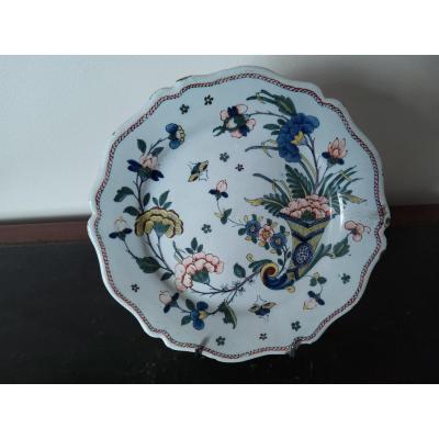 Rouen Faience Plate D Period XVIII Decor